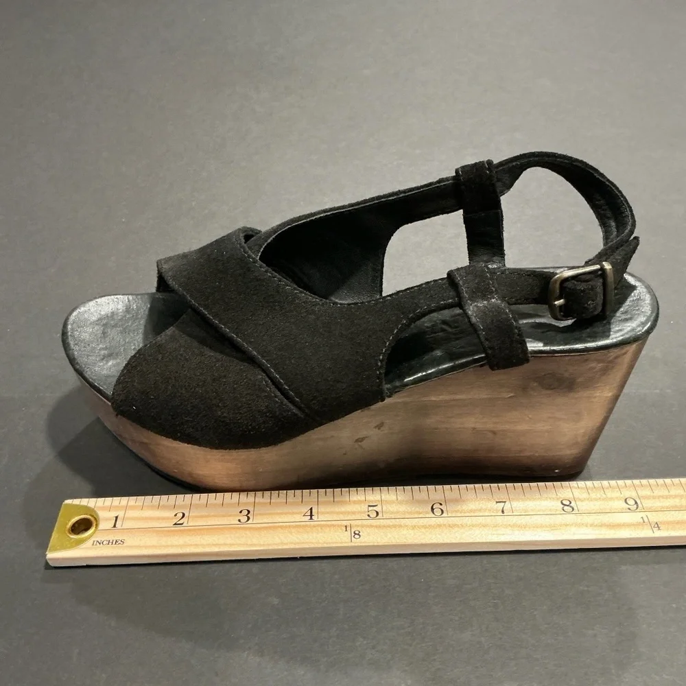 Cordani Josie Black Suede Platform Wedge Sandals